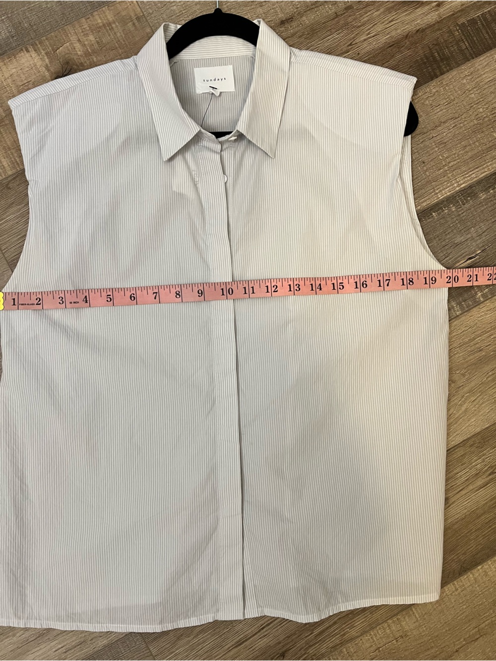Anthropologie sundays Striped Button-Front sleeveless Shirt in White and gray - Picture 6 of 10